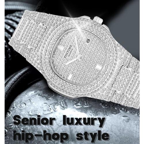 Fanmis Luxury Classic White Stainless Steel Watch with Gold Dial and Quartz Analog Bangle