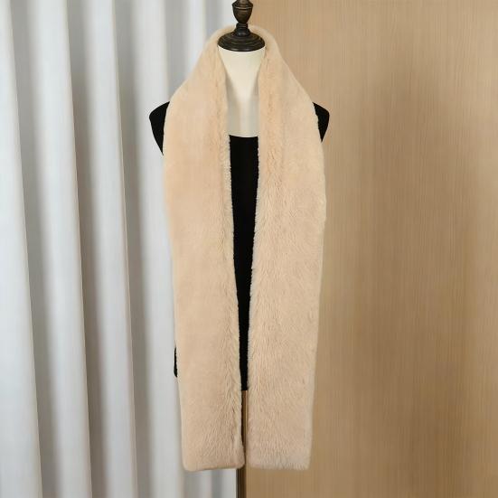 Imitation Rabbit Fur Scarf Solid Color Versatile Design Thickened Warm Scarf Cold Weather Fashion Accessories
