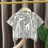 Boys Summer Cotton Short Sleeve Open Front Shirt Thin Breathable Casual Top For Baby Kids Clothing