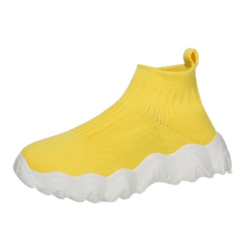 Children'S Fly-Knitted Socks Shoes One Pedal Medium And Older Children'S Elastic Knitted Shoes Boys And Girls Sports