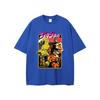 Summer men's Japanese anime JoJo's Bizarre Adventure pattern printed casual 100% cotton short-sleeved T-shirt retro clothing