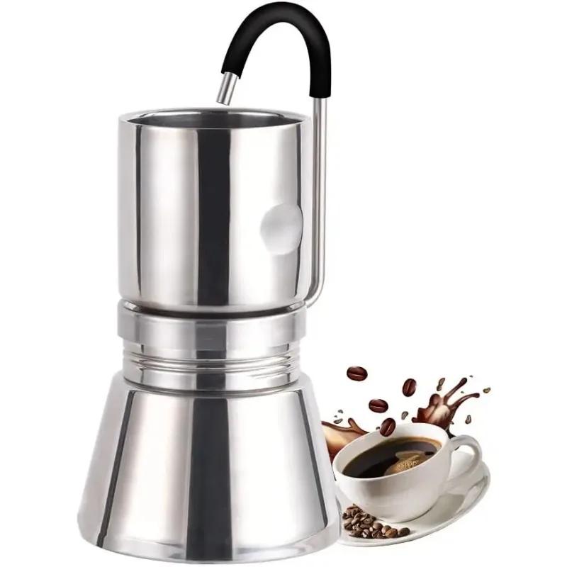 Camping Moka Pot Espresso Maker Coffee Distiller Maker Stainless Steel Moka Pot Coffee Maker for Outdoor Camping Accessories