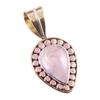 Natural Rose Quartz 925 Solid Sterling Silver Jewelry TwoTone Pendant 1.25" V5B39