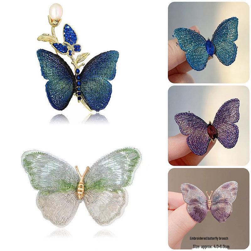 Luxury Embroidered Butterfly Lapel Brooch: High-End Women's Corsage Pin