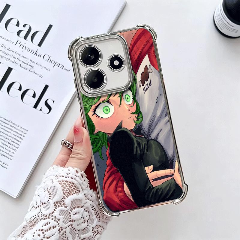 One P-Punch-Mans Tatsumaki Soft Phone Case For Xiaomi Redmi Note 14 15 Pro Plus 13 12 11S 11T 5G 10 9S 9 Plating Anti-Fall Funda