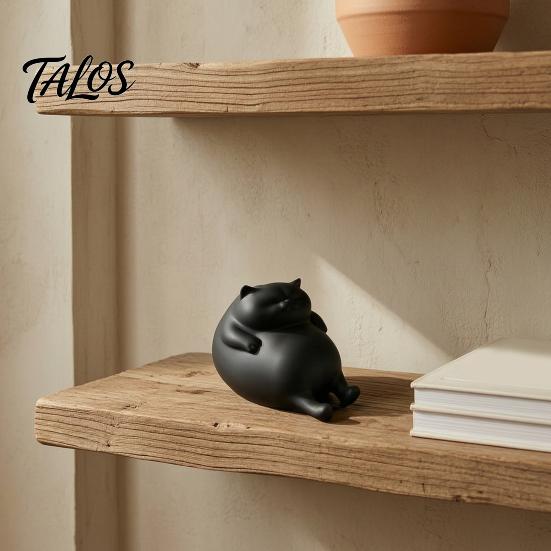 Cute Room Decor Aesthetic 3D Printed Fat Cat Figurine, Lazy Statue, Desktop Gadgets for Stress Relief Minimalist Tabletop Ornament Office Desk