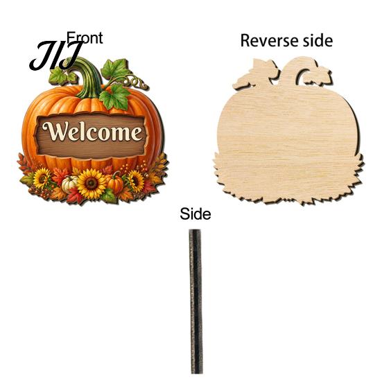 Durable Solid Wood Plaque Autumn Pumpkin Gnome Welcome Sign for Front Door, Rustic Hanging Thanksgiving Wall Ornament with Hemp Rope Fall Harvest Home
