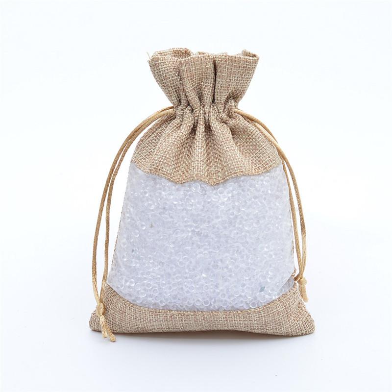 12pcs Single-sided Window Linen Bag Linen Drawstring Bag Cosmetic Jewelry Packaging Bag Lavender Mosquito Repellent Sachet Cloth Bag Drawstring Bag