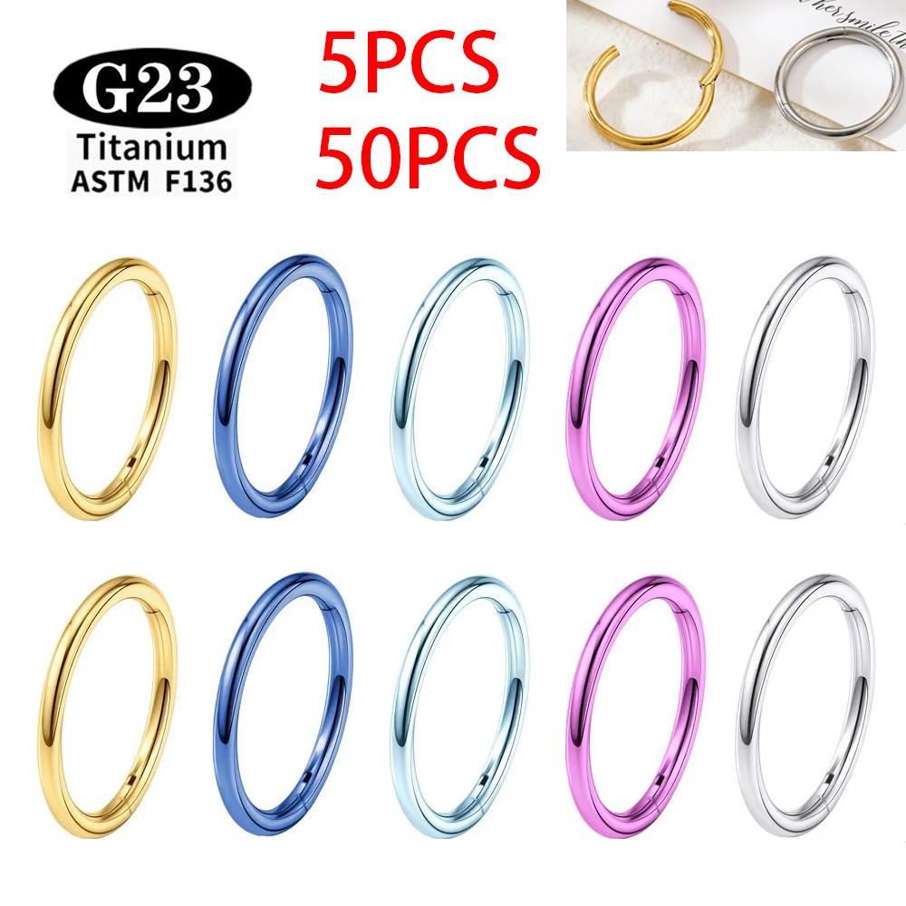 5/50 STÜCK ASTM F136 G23 Titan Nasenring Piercing Lippenring Ohrring Membran Clicker Tragus Körperschmuck 14G16G18G20G