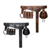 Punk Design Waist Pack 4pcs Set Adjustable Belt Waist Cincher Key Holder Keychain Quiver Brown/Black