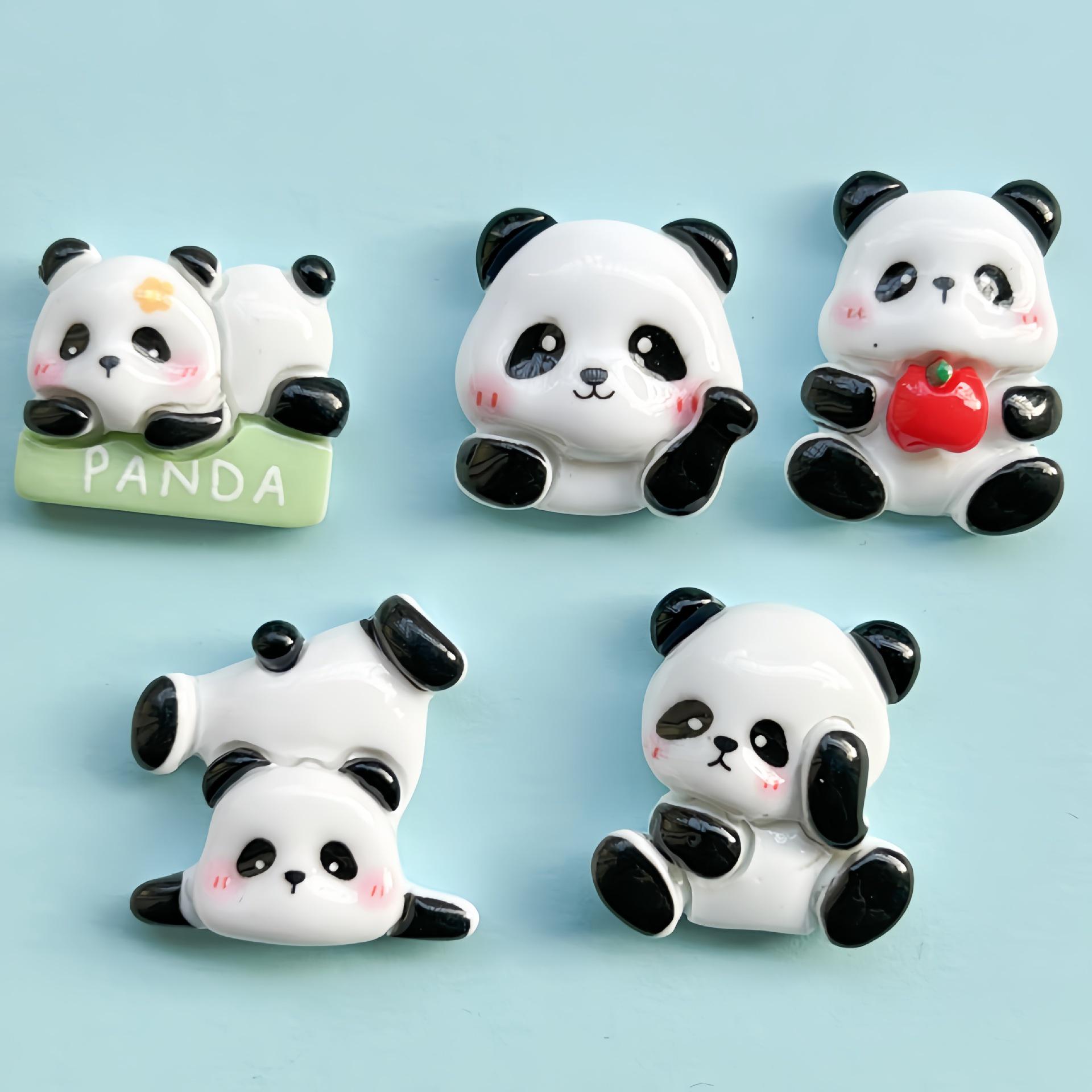 

Аксессуары из смолы ручной работы с мультяшной пандой: Глянцевые магниты на холодильник, заколки для волос, материалы для изготовления украшений