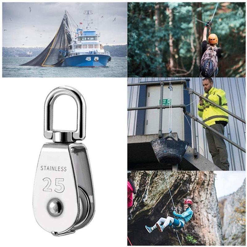   2Pcs M25 Cranes Pulley Block Heavy Duty Pully for Lifting Stainless Steel