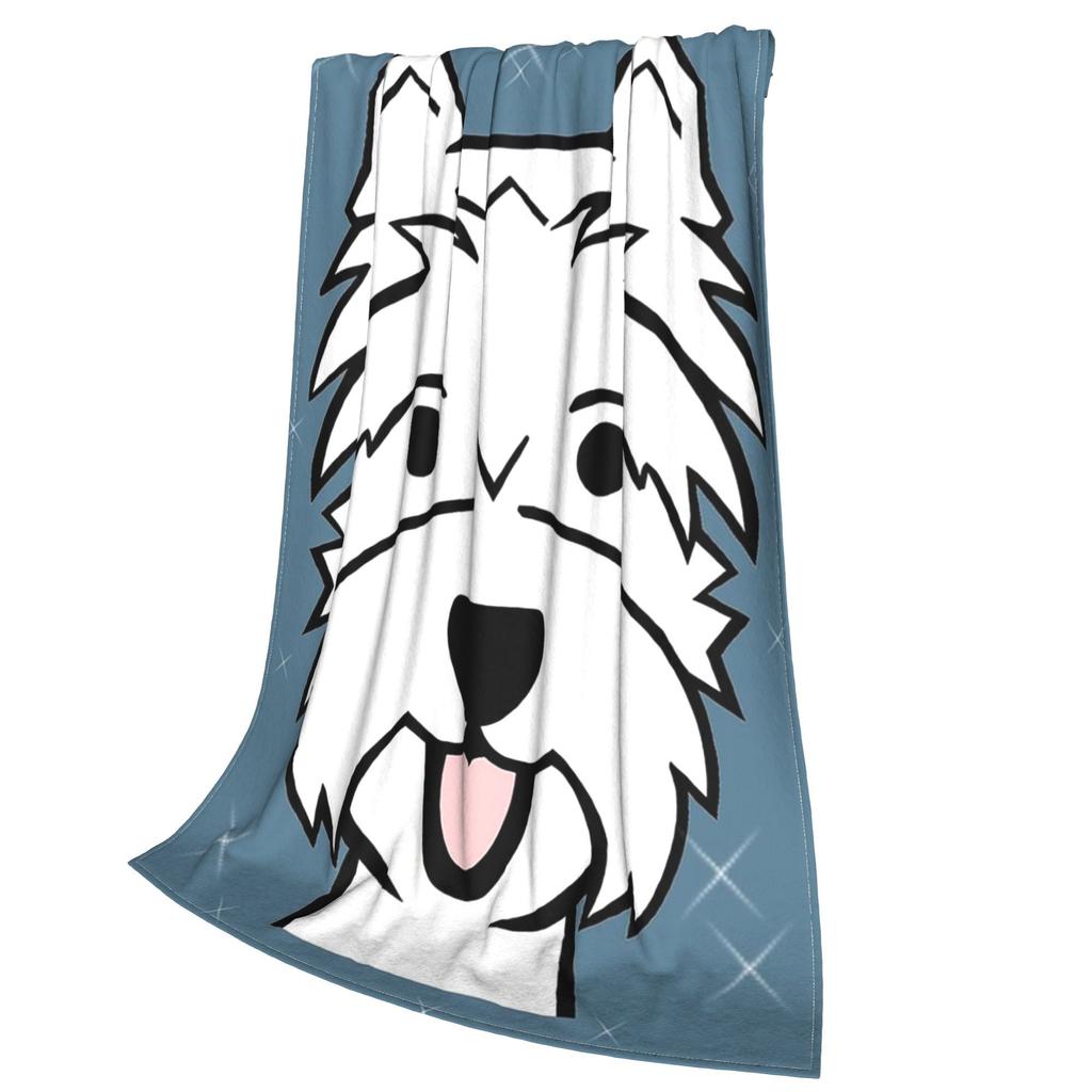 West Highland Terrier Westies Dogs Blue Blankets Soft Warm Flannel Throw Blanket Cover for Bed Living Room Picnic Travel Home