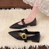 Mary Jane Einzelschuhe Dicker Absatz Schuhe Elegant Klassisch Retro Quadratische Zehenpartie Bequem Weich Flacher Schnitt Niedrige Absätze Damenschuhe