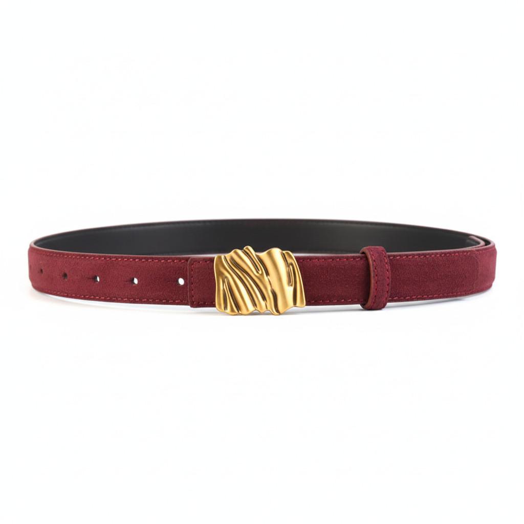 

Classic Womens Genuine Leather Belt With Smooth Buckle For Casual And Office Wear Angora Red
