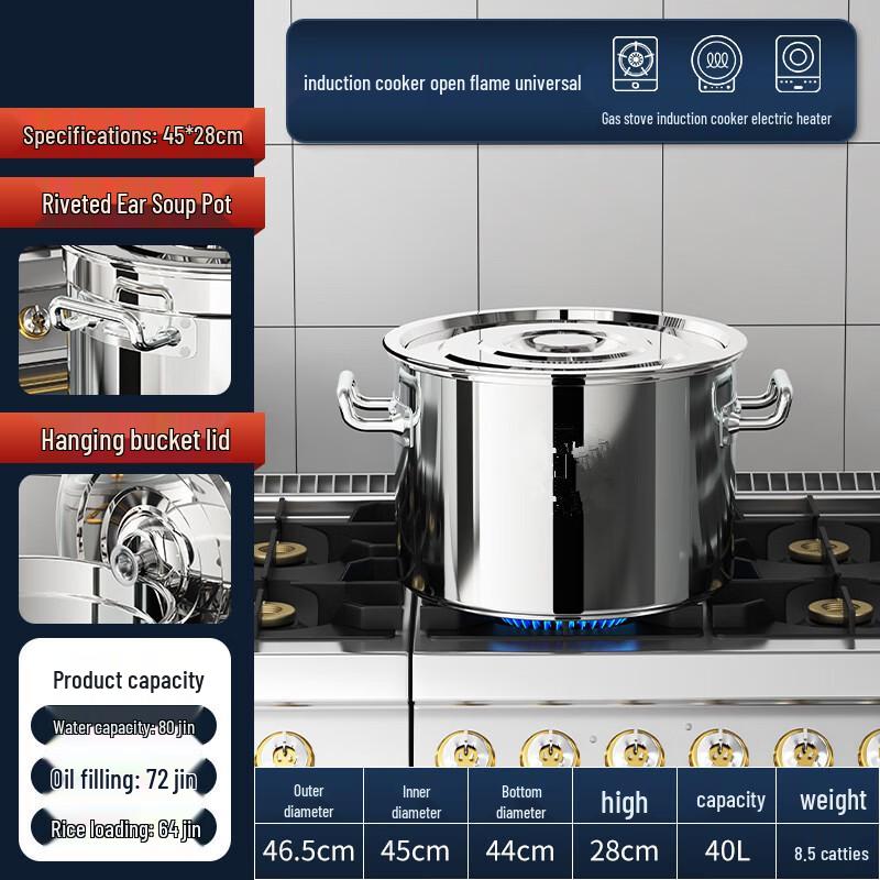 Anditai Commercial 304 Stainless Steel Stockpot with Lid