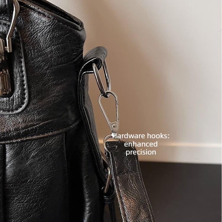 Multi-compartment soft leather tote bag women's shoulder messenger bag