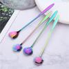 BHBL 8Pcs Flower Spoon Set, 2 Different Size Colorful Stainless Steel Teaspoons Rainbow Coffee Stirring Spoon