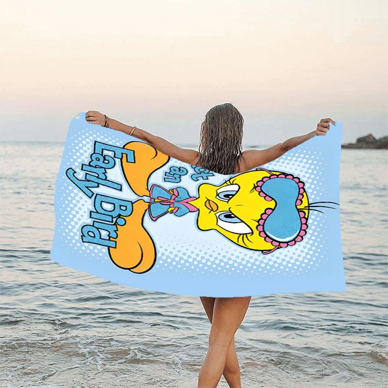 1pc Tweety3 Beach Towel, Beach and Seaside Swimming Pool Equipment, Fashion Pattern, Rectangular, Travel Essentials