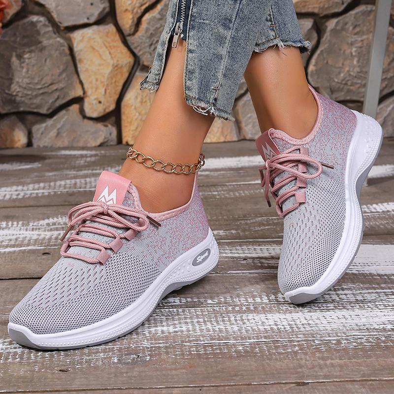 Atmungsaktive Leichte Mesh-Sneaker für Damen Weiche Sohle Strick Laufschuhe Frau Rutschfest Lässig Slip-On Walking-Schuhwerk