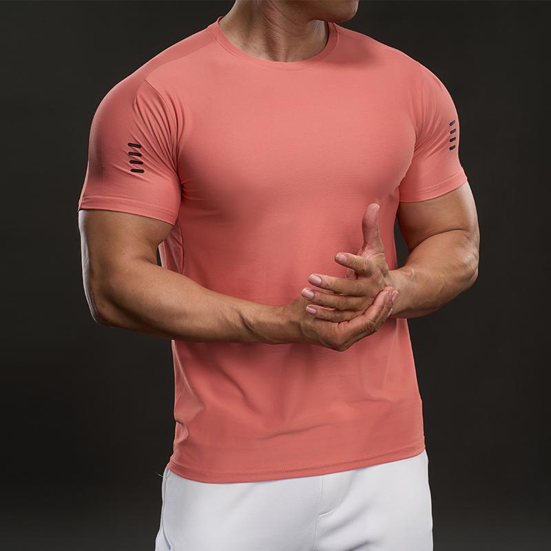 Wygodna Sportowa i Casualowa Stylizacja Modny Dopasowany Elastyczny Fitness Outdoorowy T-shirt z Krótkim Rękawem
