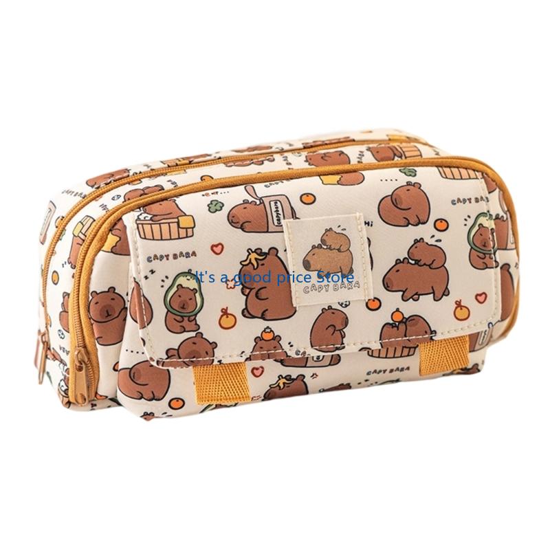 Lovely Capybara Pen Bag School Pencil Organizers Large Capacity Pencil Case For Erasers Markers Scissors Storage
