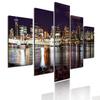 5 Pieces Modular Picture Bustling Cityscape Poster HD Printed Wall Art Modern Metropolis Skyscrapers Canvas Painting Home Decor