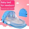 Portable Foldable Baby Bed with Mosquito Net and Hanging Toys for Newborns Travel Bassinet Breathable Crib Mattress for Indoor Outdoor Use