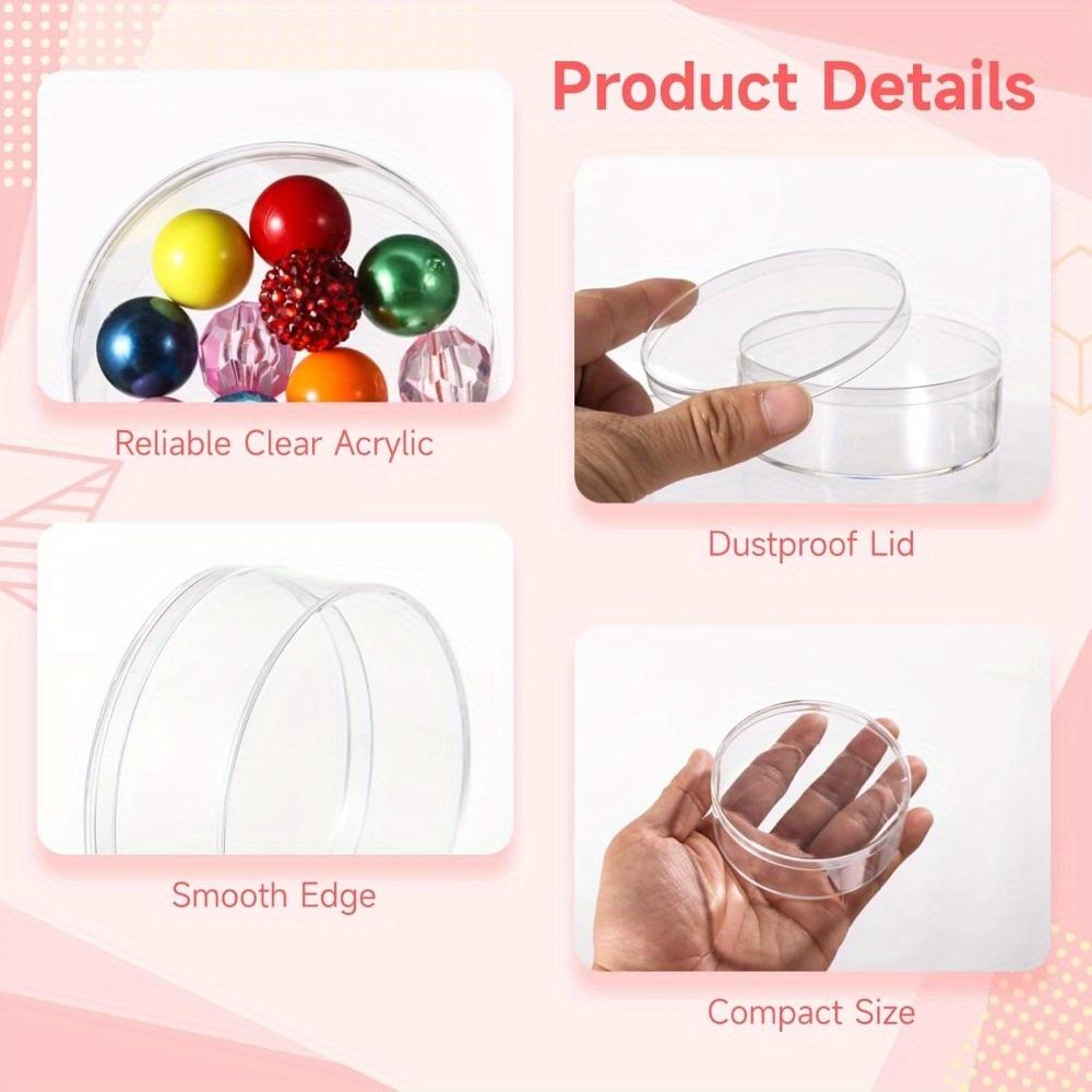 18pcs Clear Acrylic Round Storage Boxes Flip-Top Lids 8cm Jewelry Organizer Containers Wedding Favors Party Treats Beads Crafts