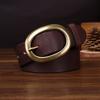 3.3Cm Wide Retro Unisex Leather Belt Simple And Versatile Couple First-Layer Cowhide Jeans Belt Men