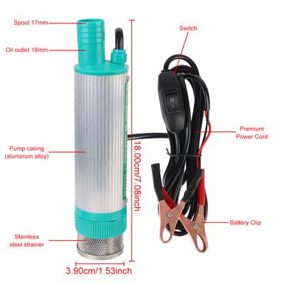 12V Submersible Pump Water Pumping 30L/min Car Oil Pump Gasoline Filler Oil Change Truck Fuel Pump Diesel Refueling 3m Cable