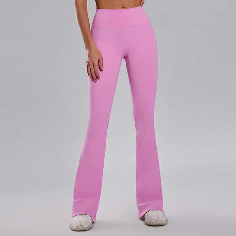 Dammode Högmidjade Randiga Utställda Yogabyxor - Smickrande, Persikorumpa, Sexiga Träningskläder