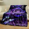 Purple Roses and Butterflies Against a Dark, Starry, and Cosmic Background. for All Seasons Blanket Lunch Break Throw Gift