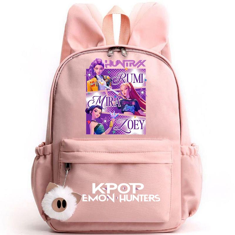 KPop Dämonenjäger Rucksack für Mädchen Jungen Kinder Rucksack Freizeit Schultaschen Reise Hasenohren Rucksäcke Mochila Geschenktüten