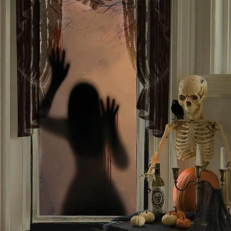 Halloween Horror Glass Window Decor Glass Sticker Horror Female Ghost Wall Stickers Self-Adhesive Party Haunted House Horror Pro