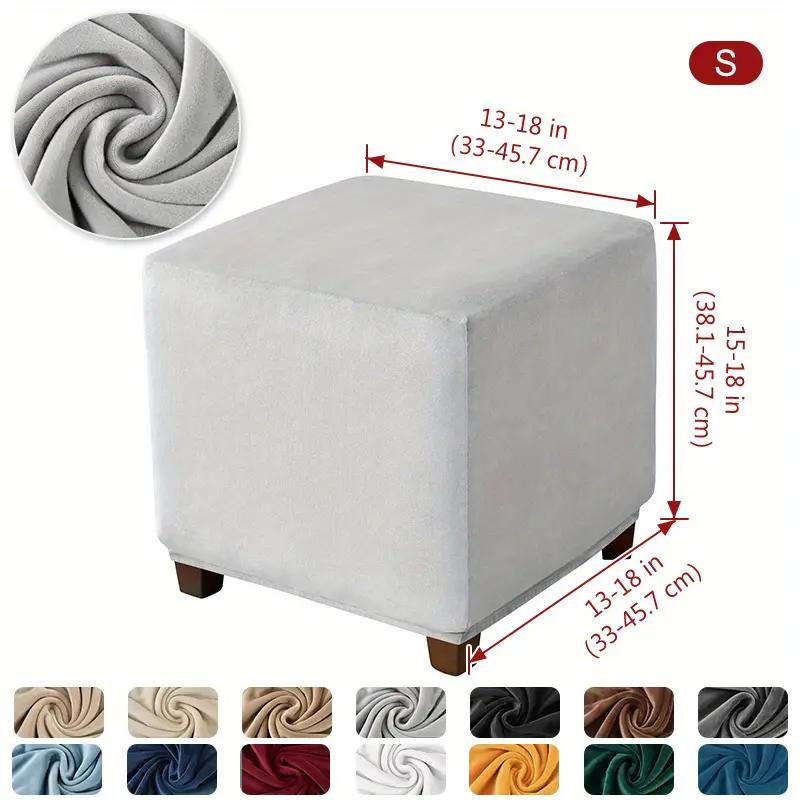 Premium 1PC Soft Velvet Ottoman Stool Cover Stretch Square Footstool Covers Living Room All-inclusive Footrest Slipcovers housse de pouf