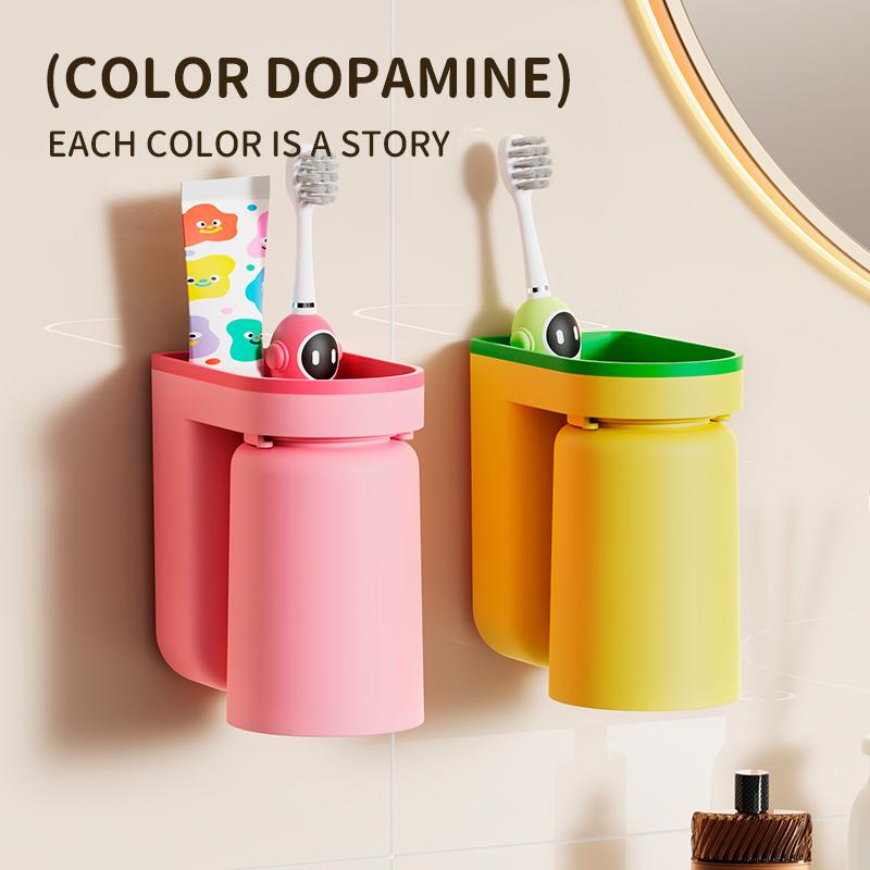 1PC Toothbrush Cup Multi-function Punch-free Toothbrush Holder for Bathroom Wall-mounted Cups Gargle Plastic Products Home