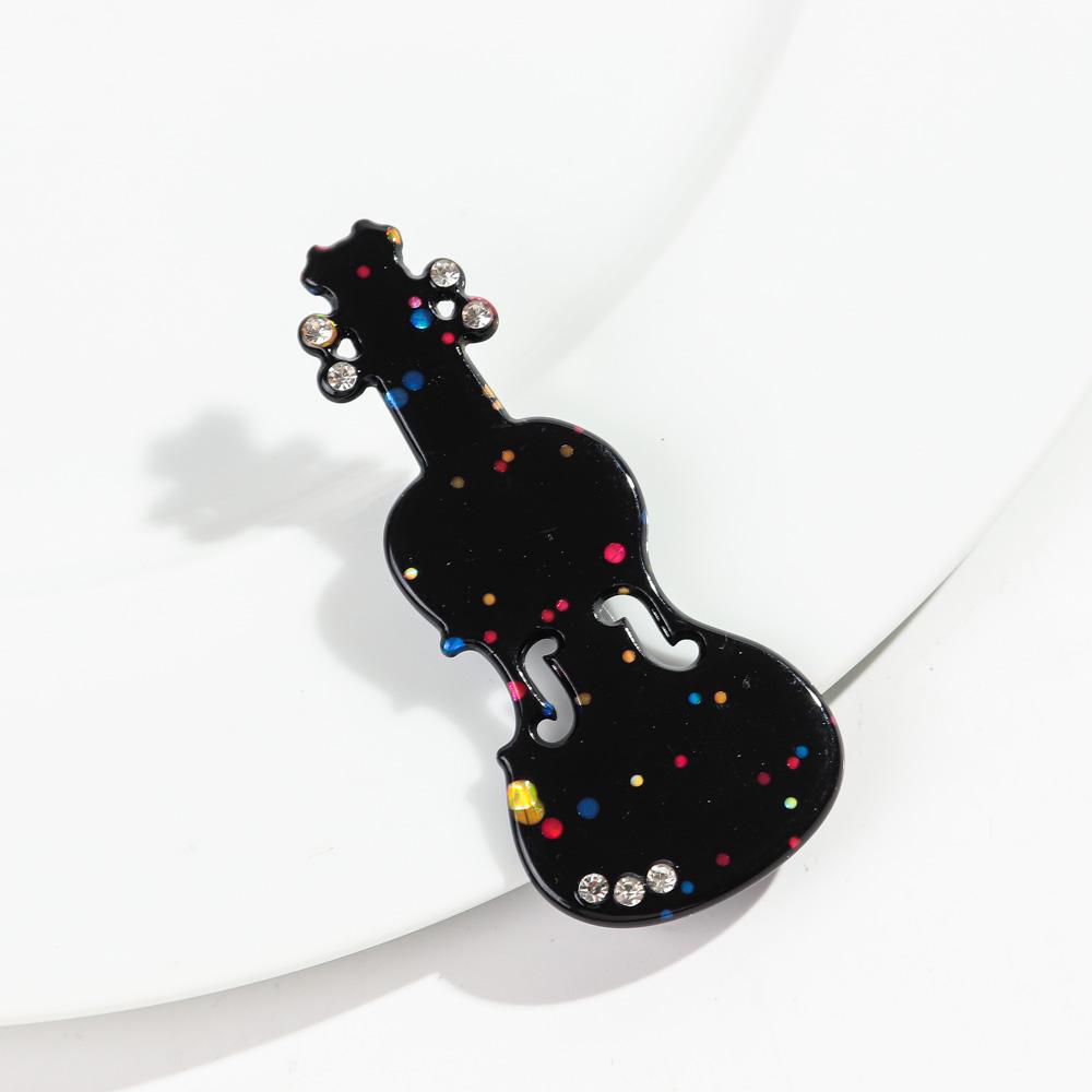 New Colorful Violin Acrylic Brooches for Women Acetic Acid Splicing Guitar Badge Pins Music Festival Jewelry Costume Accessories чёрный