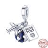 Copper Fashion Travel Airplane Luggage ThreePiece Set Charm Bead Charms Ideal For Women Authentic Bracelets Pendant Do It Yourself Jewellery