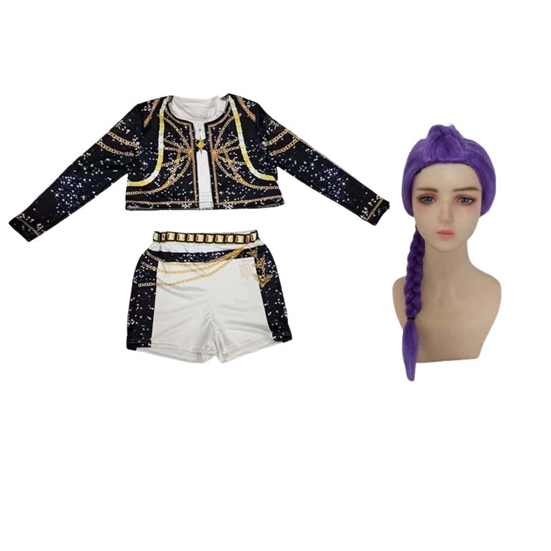 Anime Demon Rumi Zoey Mira Singer Costumes for Girls Hunters Stage Performance Outfits Halloween Kpop Cosplay Uniform Wig Set