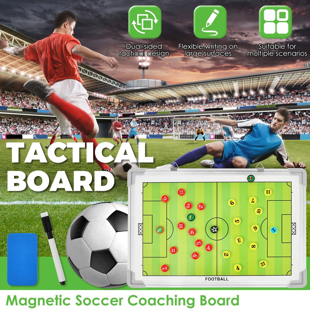 Magnetic Soccer Coaching Board Double Sided Dry Erase Soccer Tactics Board with Marker Pen and Eraser for Training Game Analysis