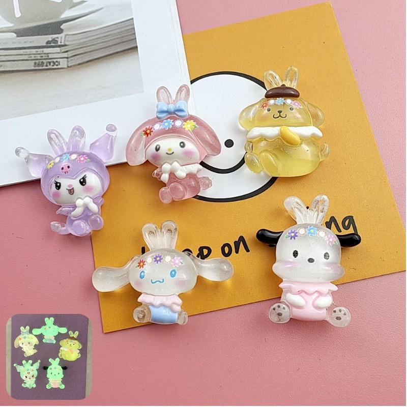 Lovely Cartoon Animal Resin Decorations For Diy Crafts Cream Gel Material
