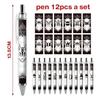 12pcs/set Fortnite Shooting Game Peripheral Ballpoint Pen Set Cartoon Anime Print Student Stationery Office Signature Supplies