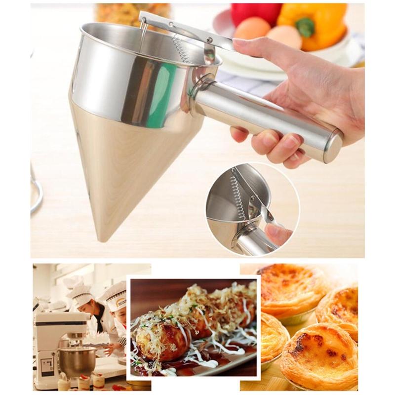 Stainless Steel Piston Funnels Octopus Balls Gadgets with Rack Batter Dispensers Cake Decorating Tools Funnel Dispensers