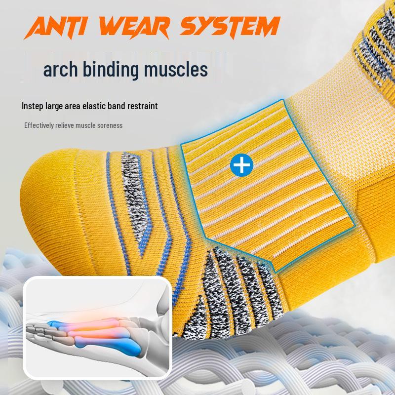 Men's Marathon Mid-Calf Running Socks with Thick Towel Bottom for Track & Field and Long-Distance Training