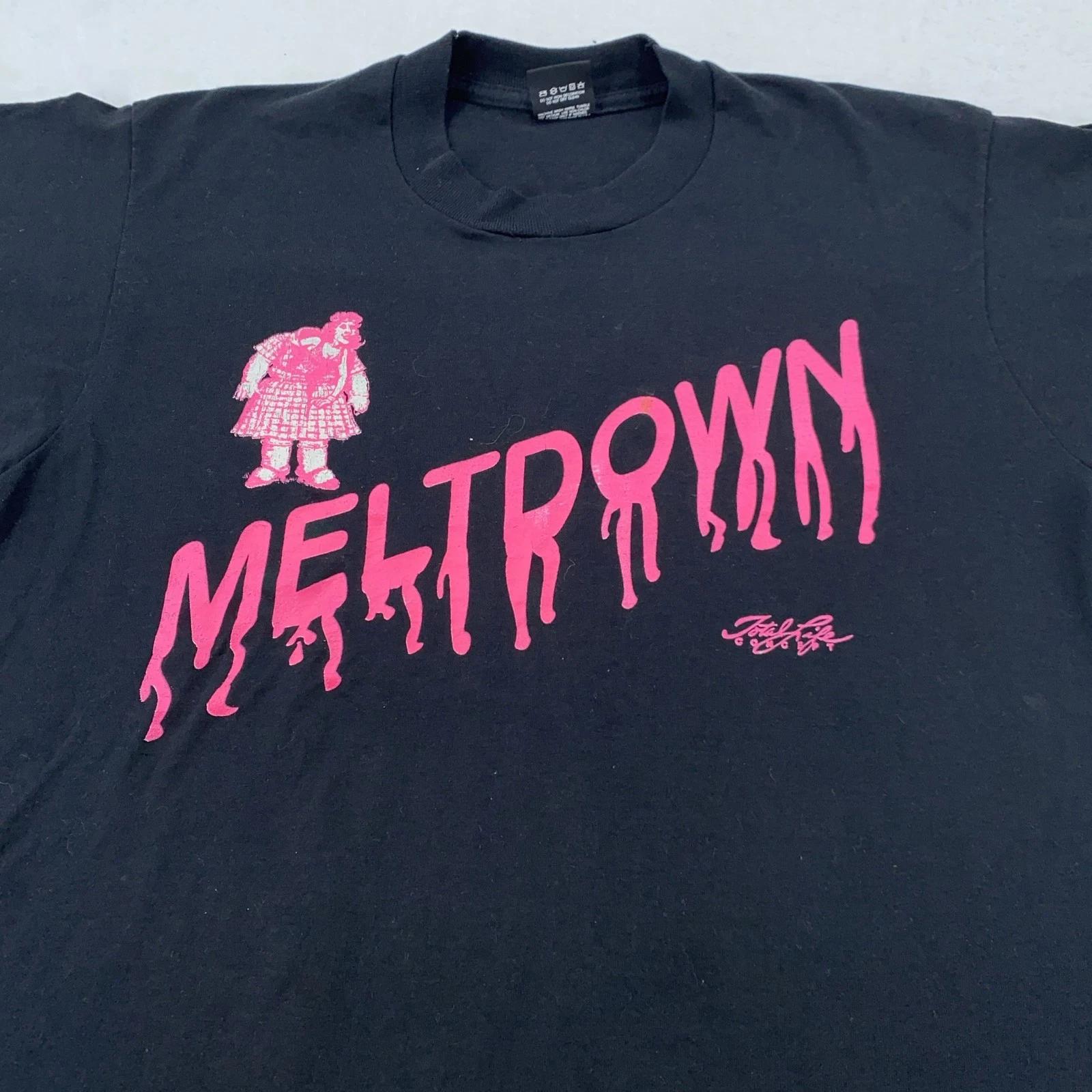 

Vintage Meltdown Total Life Concep Shirt Mens M/L Black Drippy Graphic 90s USA 2XL
