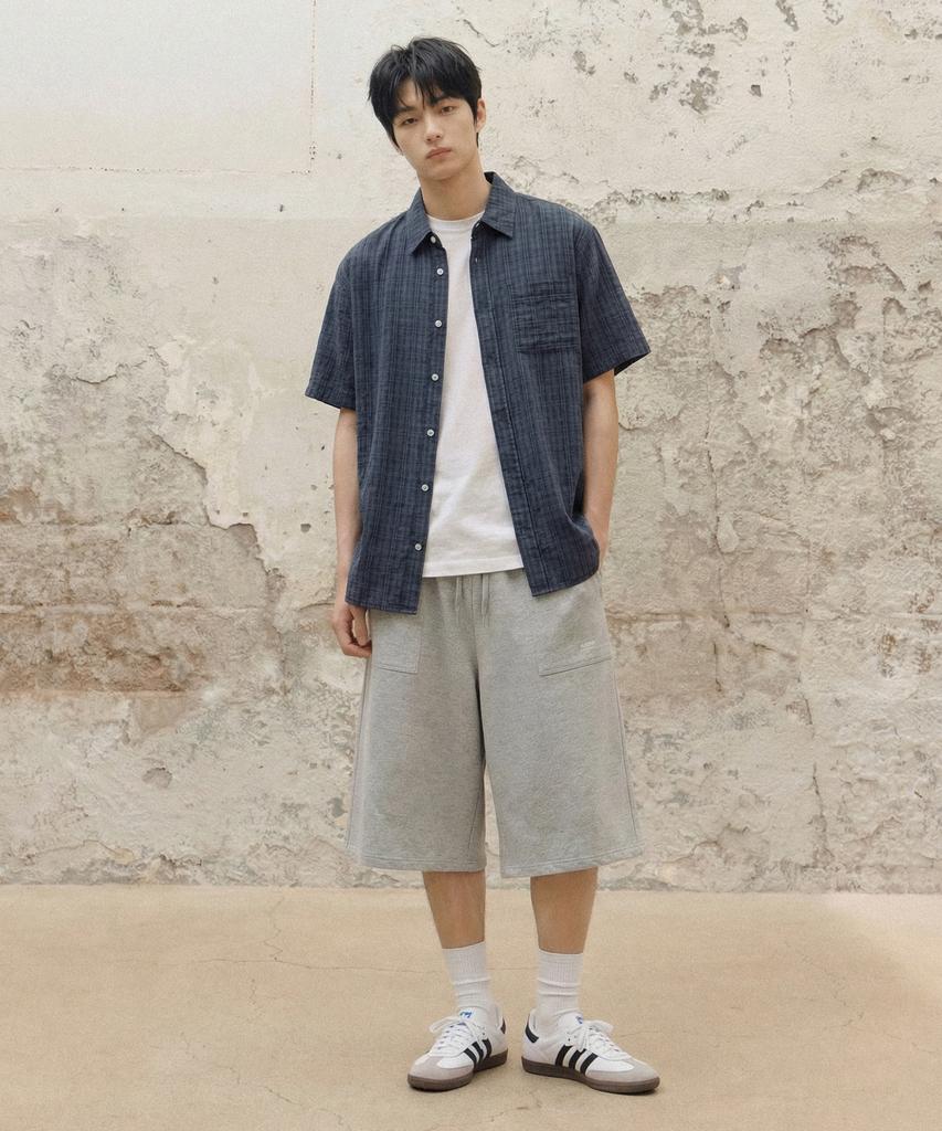AGOD Carpenter Out Pocket Wide Sweat Shorts [Heather Grey]