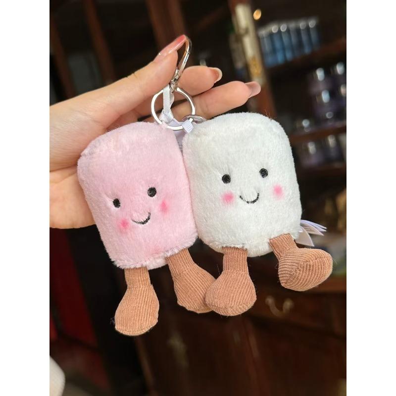 Novos chaveiros e pingentes decorativos de Marshmallow, cereja, dragão, coelho, xícara de café, ursinho de pelúcia, bola de futebol, tartaruga