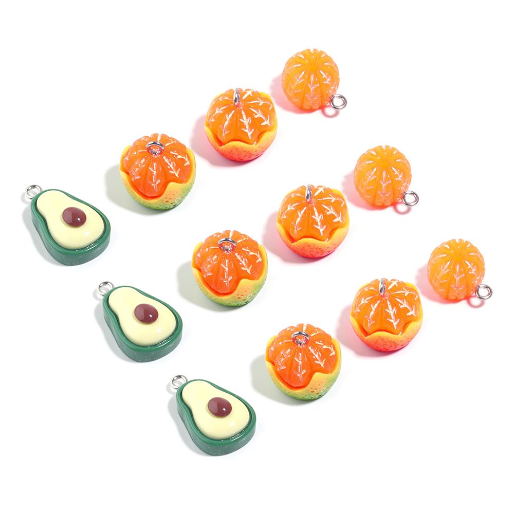 10Pcs Acrylic Pendant Avocado Orange Shaped Mini Pendant For DIY Handmade Earrings Bracelets Making Accessories Wholesale