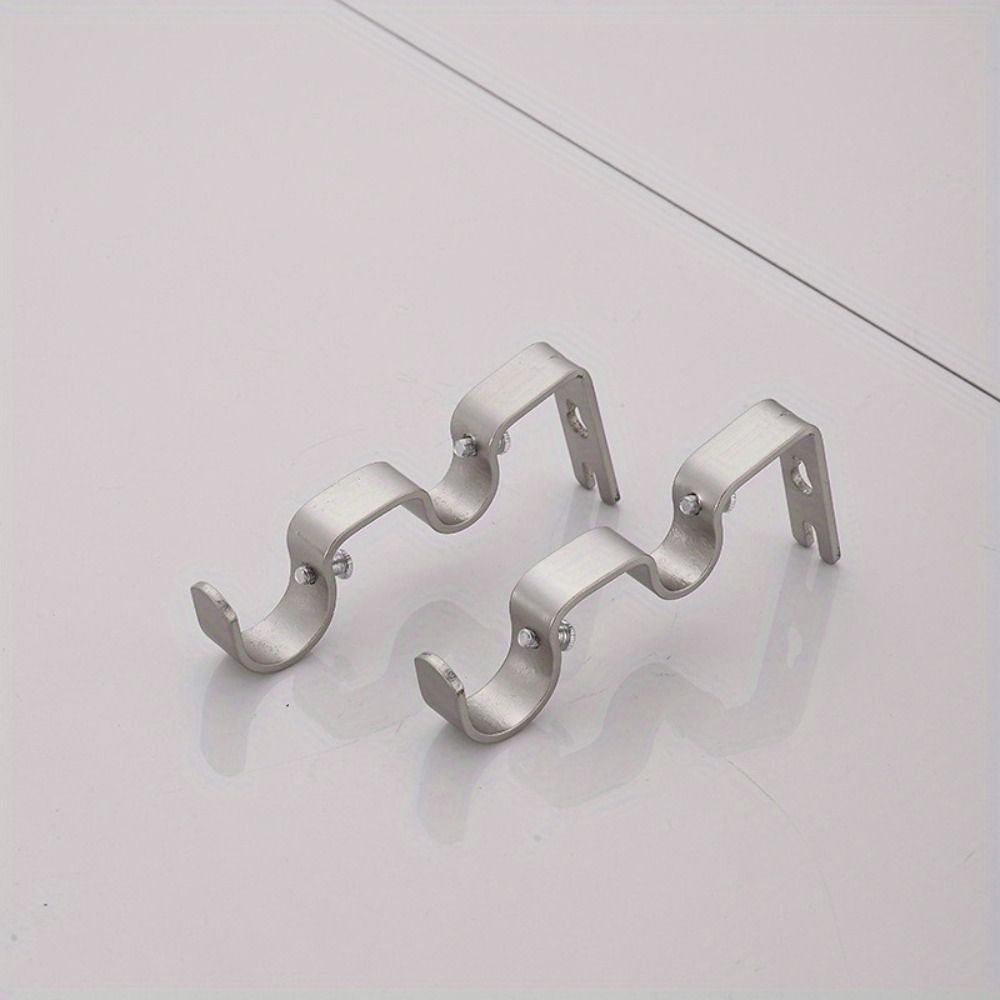 2Pcs Double Rod Curtain Rod Brackets Wall-mounted Double-Layer Hanging Brackets Home Use